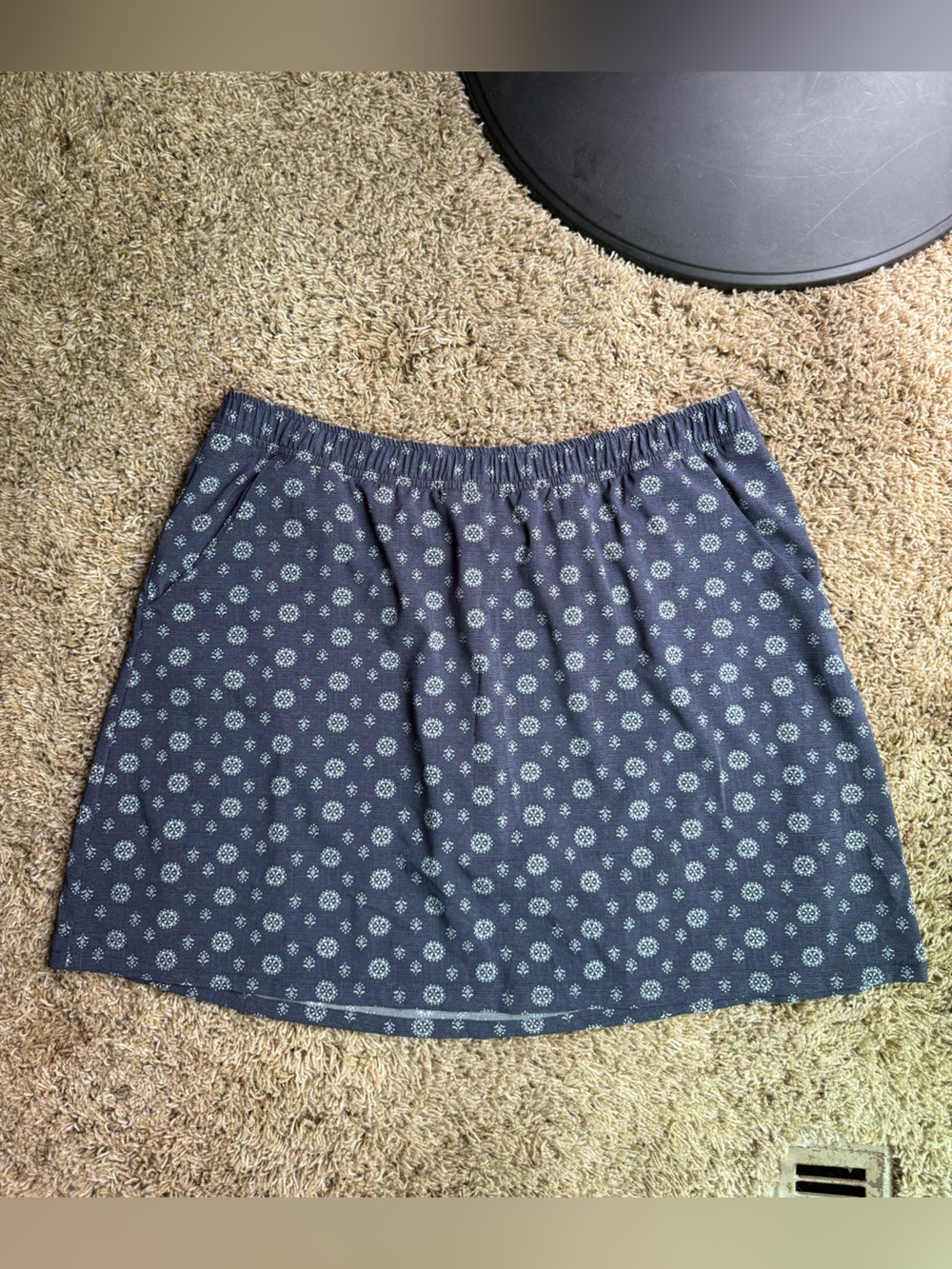 Toad & Co Navy Blue Printed Elastic Waist Skirt